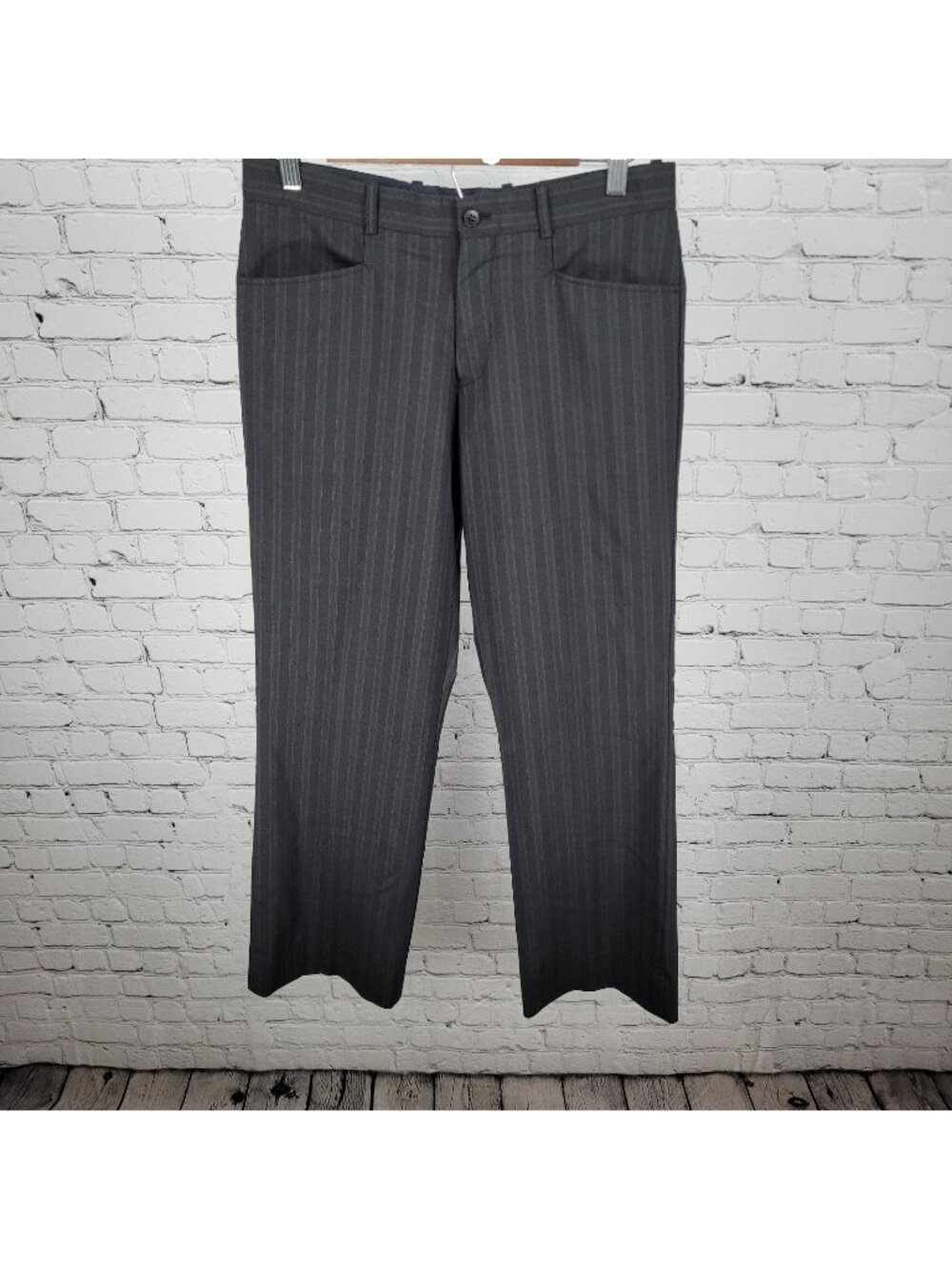 Mexx Black Striped Wool Blend Lightweight Mid Rise Dress Pants Size 46 (30x30)